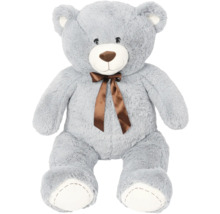 Grå teddybjörn med brun rosett