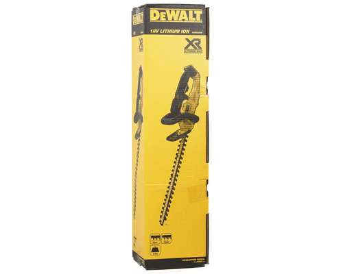 Förpackning av en sladdlös häcksax från DeWalt, 18 volt
