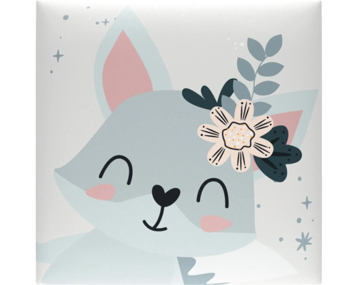 Dekorativ platta med rävansikte och blommotiv