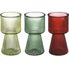 Tre räfflade glasvaser
