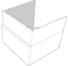 Produktillustration av ett hörnskåp med hyllor för förvaring
