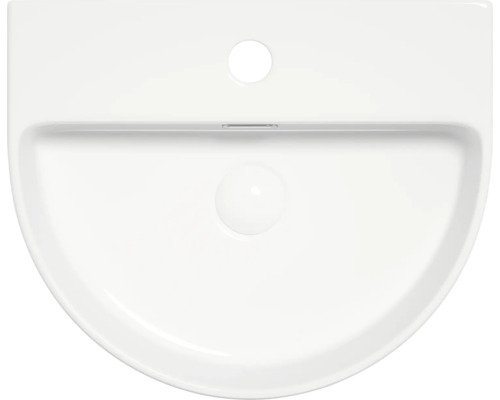 Vy från ovan: tvättställ i keramik.