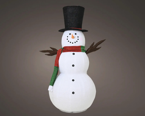 Dekorativ snögubbe med hatt och halsduk för utomhusbruk