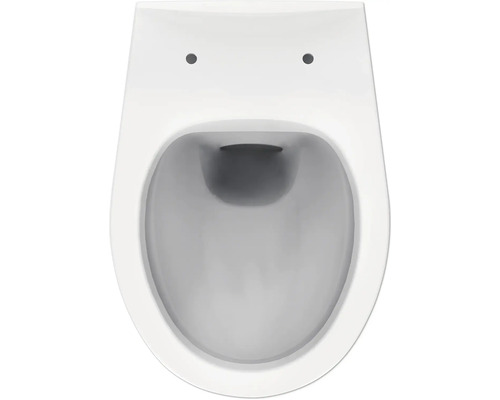 Vägghängd toalett av keramik, ovanifrån