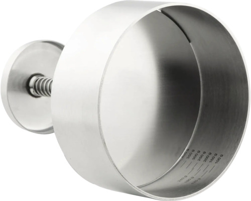 Justerbar serveringsring i rostfritt stål med gramskala