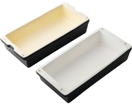 Två rektangulära keramikformar