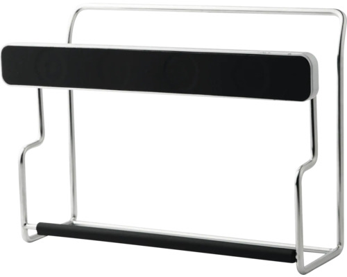 Hushållspappershållare av metall med svart handtag