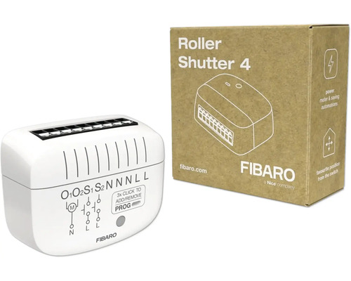 Fibaro Roller Shutter 4 enhetsstyrning med tillhörande förpackning