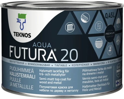 Lackfärg TEKNOS Futura Aqua 20 Bas 1 0,5L