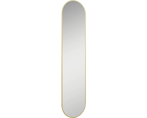 Spegel med belysning JUNGBORN Long guld ram 35x150x3,1 cm LED IP44 neutralvit Lång spegel med rundade hörn och ram