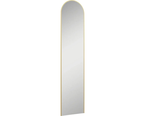 Spegel med belysning JUNGBORN Long Cut guld ram 35x150x3,1 cm LED IP44 neutralvit Rektangulär spegel med rundade hörn