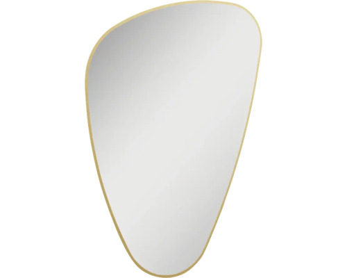 Spegel med belysning JUNGBORN Tri guld ram 68,5x95,5x2,4 cm LED IP44 neutralvit Oregelbunden spegel med ram