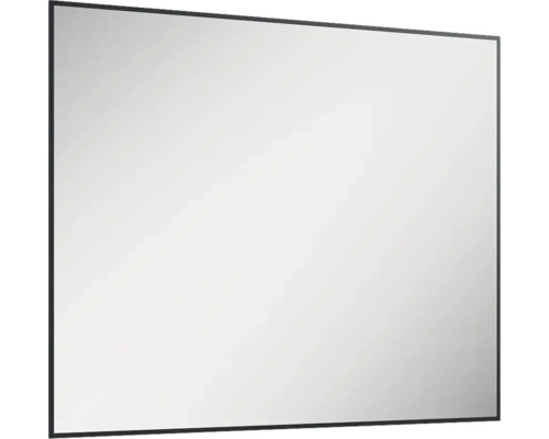 Spegel med belysning JUNGBORN Square svart ram 100x80 cm LED IP44 neutralvit Rektangulär spegel med smal ram
