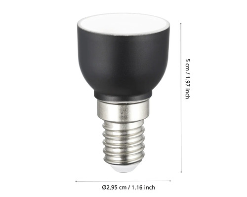 E14 LED-lampa med 5 cm höjd och 2,95 cm diameter