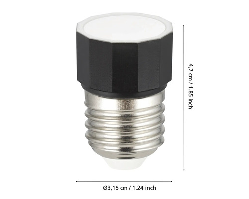 E27 sockeladapter med måtten 4,7 cm höjd och 3,15 cm diameter