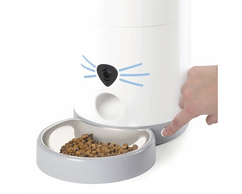 Automatisk matare med kamera och matskål för katter