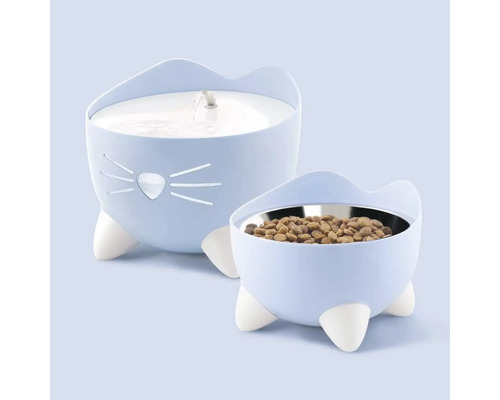 Matstation för katter med foder och vatten