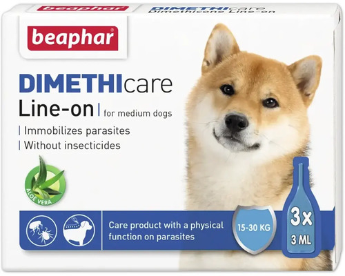 Fästingmedel BEAPHAR Flea & Tick Line On Medium Dog Beaphar DIMETHIcare Line-on för mellanstora hundar, medel mot parasiter utan insekticider