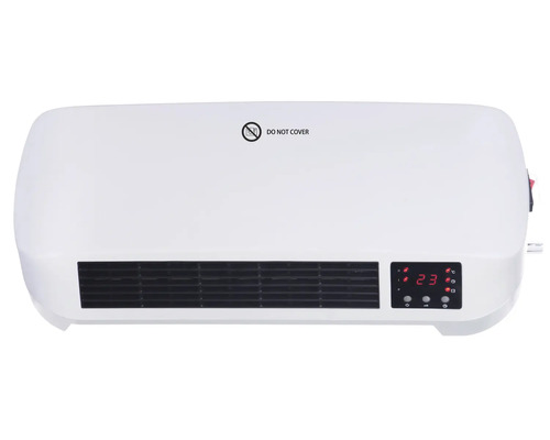 Värmefläkt CALIENTA vägg vit fjärrstyrning 46x19x12 cm 220-240 V 2000 W IP22 Elektrisk väggmonterad fläktvärmare med digital display