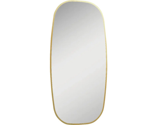 Spegel med belysning JUNGBORN Diamond guld ram 45x90x2,4 cm LED IP44 neutralvit Rektangulär spegel med rundade hörn och en ram