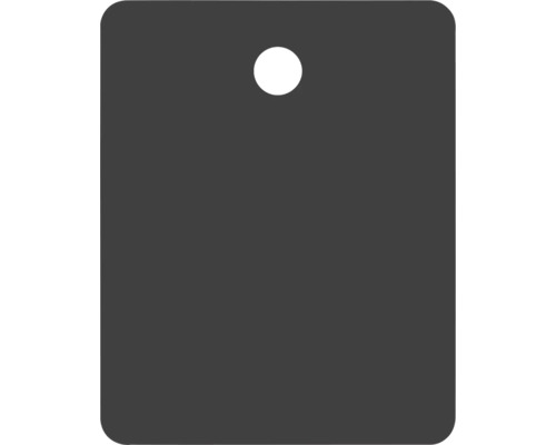 Grå rektangulär etikett med hål