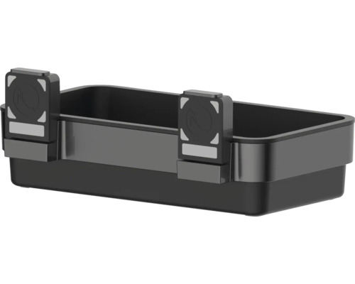 Svart verktygslåda med verktygslådsfäste