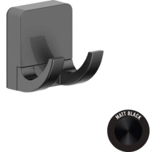 Dubbel klädkrok för badrum, mattsvart