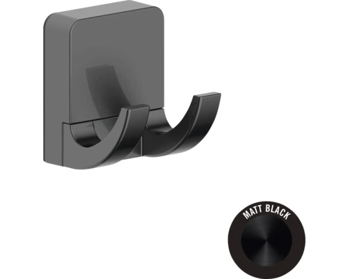 Dubbel klädkrok för badrum, mattsvart