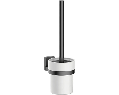 WC-borstset REIKA Ovaro mattsvart 10x38cm magnetiskt Vägghängd toalettborste med behållare och borste