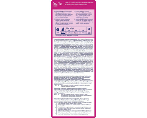 Information om ingredienser och utfodringsrekommendationer för kattdryck