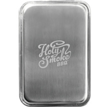 Skål i rostfritt stål med Holy Smoke BBQ-logotyp