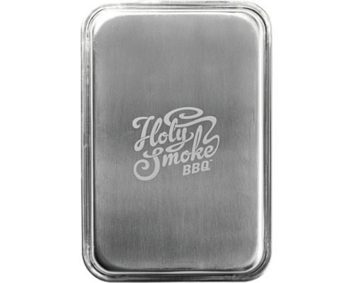 Skål i rostfritt stål med Holy Smoke BBQ-logotyp