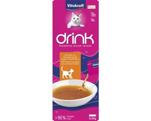 Kattdryck VITAKRAFT kycklingsmak med taurin 5x30g Vitakraft Logo kattdryck för att främja vattenintaget, förpackning med fem portioner