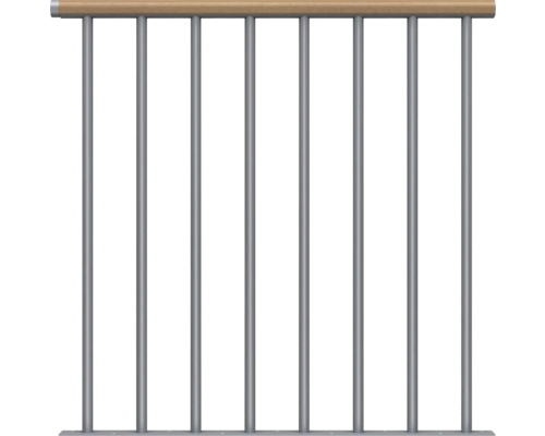 Räcke med träräcke och metallstänger