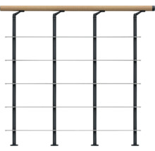 Räckessystem med träräcke och rostfria vajrar