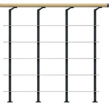 Räckessystem med träräcke och stålvajrar