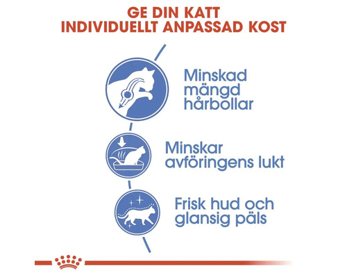 Fördelar med kattmat: Minskar hårbollar, minskar lukt, stödjer frisk hud och glansig päls