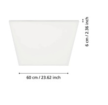 Fyrkantig LED taklampa, 60 x 60 cm