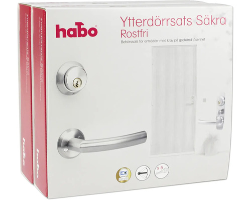 Habo dörrbeslagset för ytterdörrar, rostfritt stål