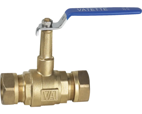 Vatette KFR avstängningsventil i mässing med blått handtag