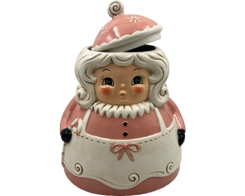 Kakburk i form av jultomtemor med avtagbart lock