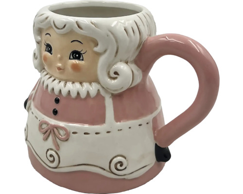 Keramisk mugg med kvinnofigur och handtag