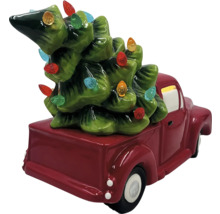 Dekorativ lastbilsfigur med julgran och belysning