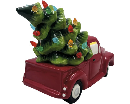 Dekorativ lastbilsfigur med julgran och belysning