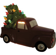 Dekorativ lastbilsfigur med julgran och ljus