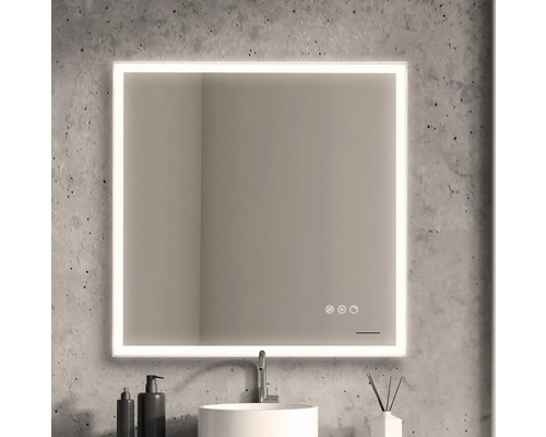 Spegel med belysning JUNGBORN Efta alu-natur 120x80 cm med touchsensor IP44 LED Fyrkantig spegel med LED-belysning i badrummet.