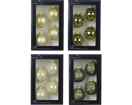 Julgranskulor glas Ø6cm 4-pack blandade färger