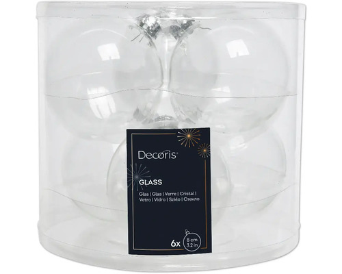 Julgranskula Ø8cm glas 6-pack transparent