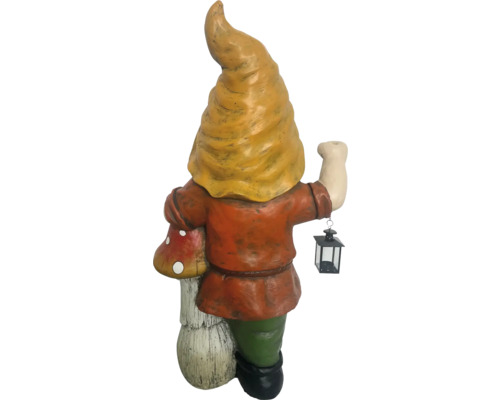 Trädgårdstomte med lykta och svamp