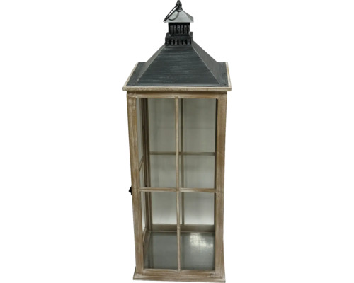 Dekorativ ljuslykta av trä och glas